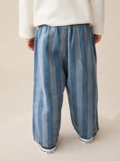 Broeken En Chino's|Next Donkerblauw gestreept - Wijde broek met elastische taille (3mnd-7jr)