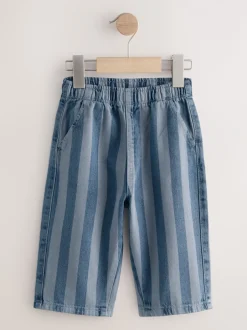 Broeken En Chino's|Next Donkerblauw gestreept - Wijde broek met elastische taille (3mnd-7jr)