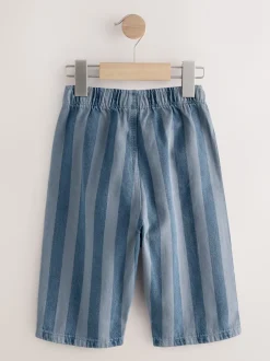 Broeken En Chino's|Next Donkerblauw gestreept - Wijde broek met elastische taille (3mnd-7jr)