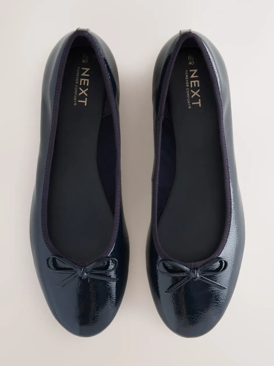 Ruimvallend En Extraruimvallend|Lage Schoenen|Next Donkerblauw lakleer - Ballerina's met ronde neus