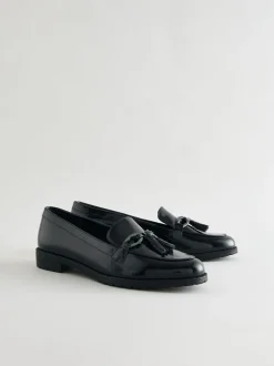 Lage Schoenen|Next - Patent kwastje hardware detail Instappers Donkerblauw lakleer