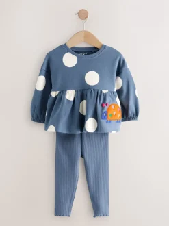 Tops|Sets En Combisets|Next Donkerblauw lieveheersbeestjes - Set met top met peplum en legging met lange mouwen (3mnd-7jr)