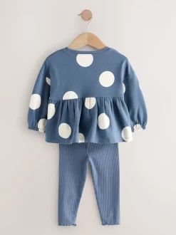 Tops|Sets En Combisets|Next Donkerblauw lieveheersbeestjes - Set met top met peplum en legging met lange mouwen (3mnd-7jr)
