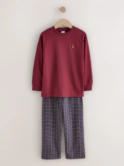 Pyjama's|Nachtkleding En Pyjama's|Next Donkerblauw/bordeauxrood - Set van 2 geweven geruite pyjama's met lange mouwen (3-16jr)
