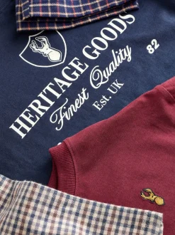 Pyjama's|Nachtkleding En Pyjama's|Next Donkerblauw/bordeauxrood - Set van 2 geweven geruite pyjama's met lange mouwen (3-16jr)