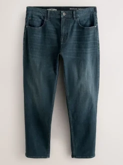 Jeans|Next Donkerblauwe wassing - Klassieke stretchjeans met standaard taps toelopende pasvorm