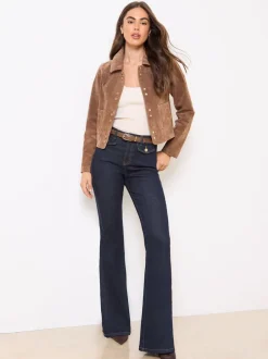 Jeans|Lipsy - Glam jeans met wijde pijpen Donkerblauwe wassing