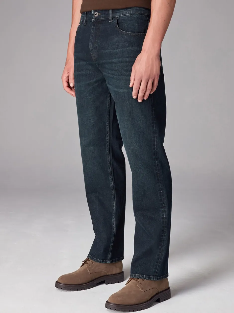 Jeans|Next Donkerblauwe wassing - Rechte, klassieke jeans met stretch