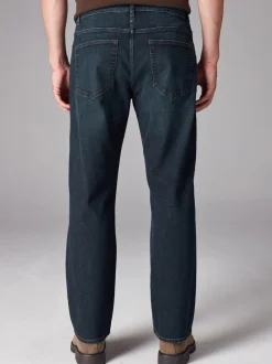 Jeans|Next Donkerblauwe wassing - Rechte, klassieke jeans met stretch
