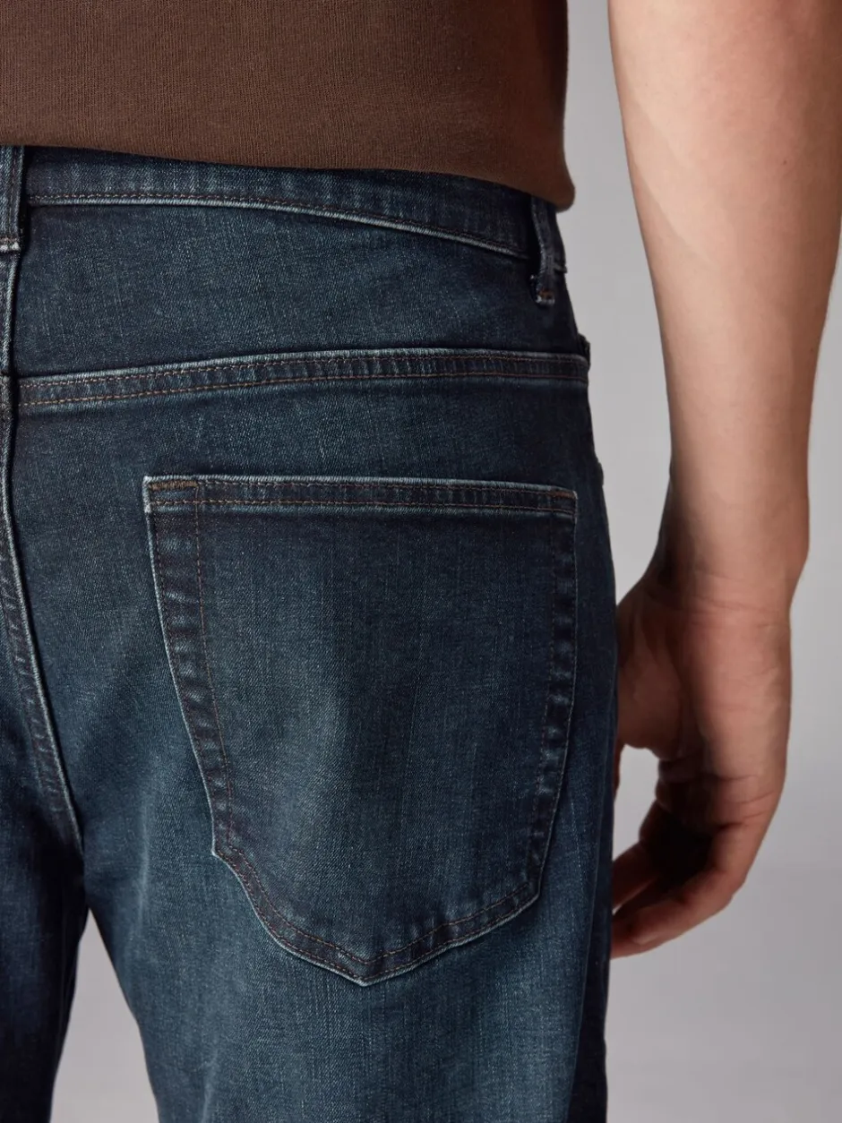 Jeans|Next Donkerblauwe wassing - Rechte, klassieke jeans met stretch