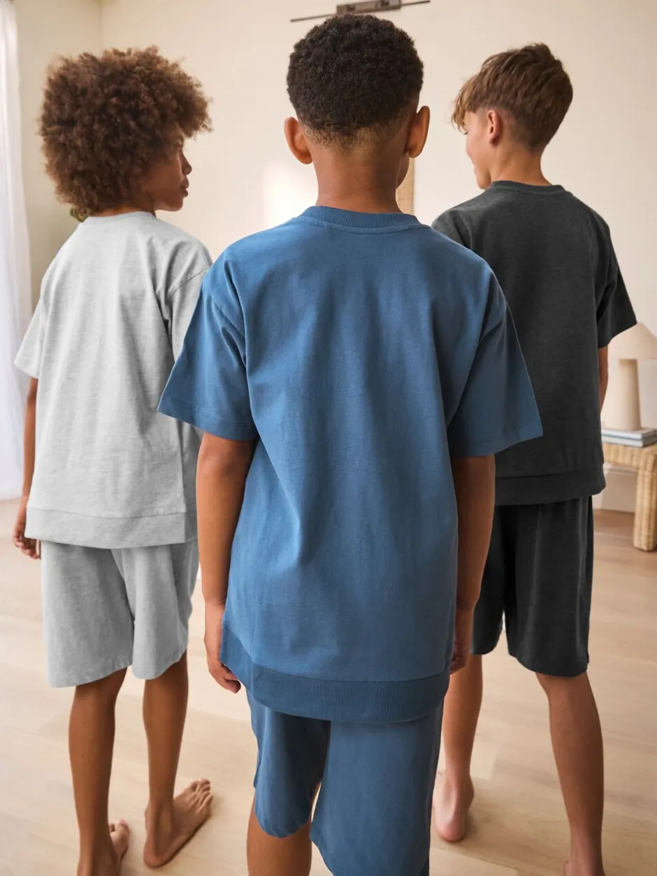 Nachtkleding En Pyjama's|Pyjama's*Next Donkerblauw/grijs - Pyjama met korte pijpen 3 stuks (3-16jaar) (3-16jaar)
