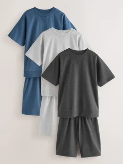 Nachtkleding En Pyjama's|Pyjama's*Next Donkerblauw/grijs - Pyjama met korte pijpen 3 stuks (3-16jaar) (3-16jaar)