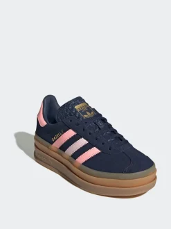 Sneakers|adidas originals - Gazelle Bold Lace Junior vetersneakers Donkerblauw/roze