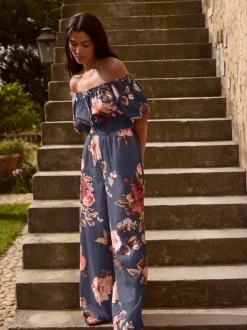 Jumpsuits En Playsuits*Next - Jumpsuit met blote schouder Donkerblauw/roze