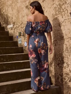 Jumpsuits En Playsuits*Next - Jumpsuit met blote schouder Donkerblauw/roze
