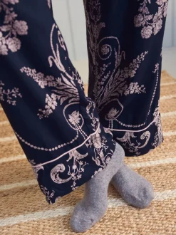 Pyjama's|Loungewear|Laura Ashley Donkerblauw/roze - Josette pyjama met knopen