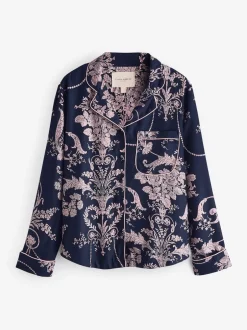 Pyjama's|Loungewear|Laura Ashley Donkerblauw/roze - Josette pyjama met knopen