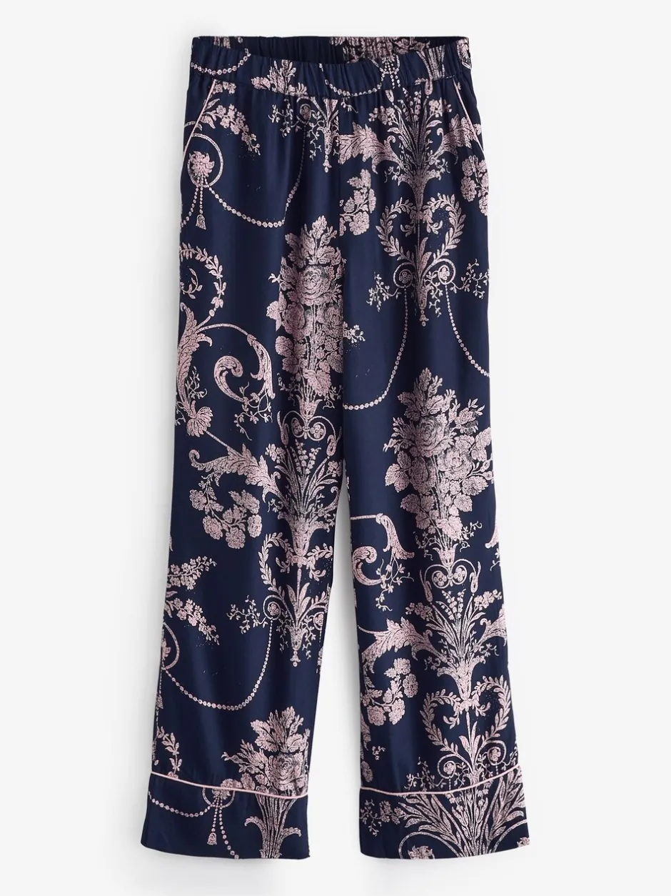 Pyjama's|Loungewear|Laura Ashley Donkerblauw/roze - Josette pyjama met knopen