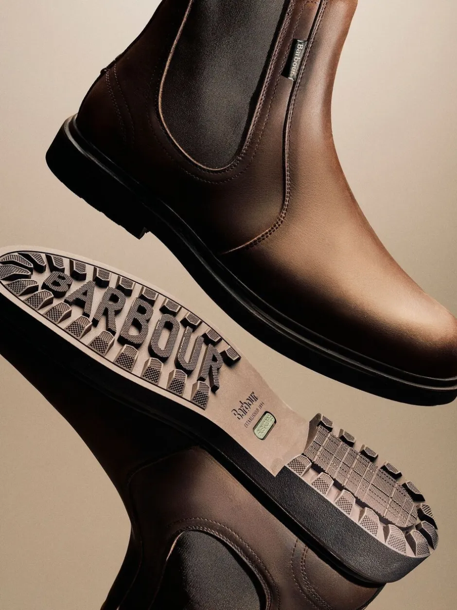 Boots|Barbour - ® Hale leren Chelsea laars Donkerbruin