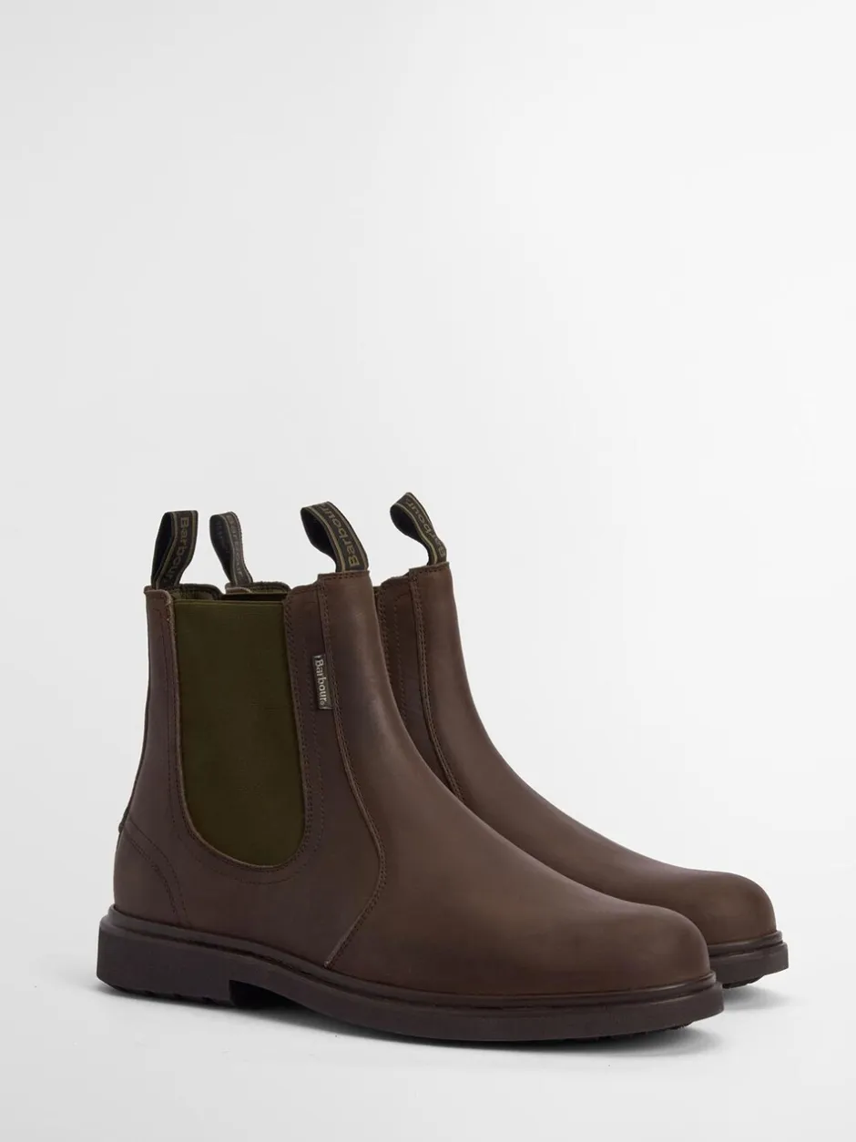 Boots|Barbour - ® Hale leren Chelsea laars Donkerbruin