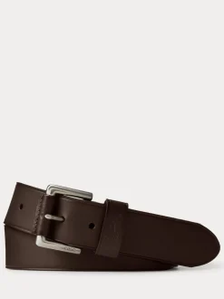 Riemen En Bretels*Polo Ralph Lauren - Ralph Lauren leren riem met het logo van de polospeler op paard Donkerbruin