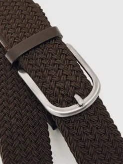 Riemen En Bretels|Reiss - Elmont Basket Weave Belt Donkerbruin