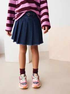 Shorts En Rokken*Next - Geplooide denim rok (3-16jr) Donkere wassing