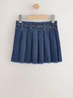 Shorts En Rokken*Next - Geplooide denim rok (3-16jr) Donkere wassing