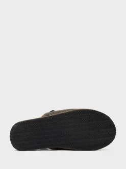 Pantoffels|Crew Clothing - Slip-On Suede Mule Slippers Donkergrijs