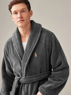Kamerjassen En Badjassen|Polo Ralph Lauren - badjas met sjaalkraag Donkergrijs