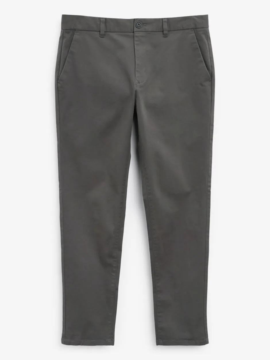 Broeken En Chino's|Next Donkergrijs - Standaard toelopende pasvorm - Stretchy chino