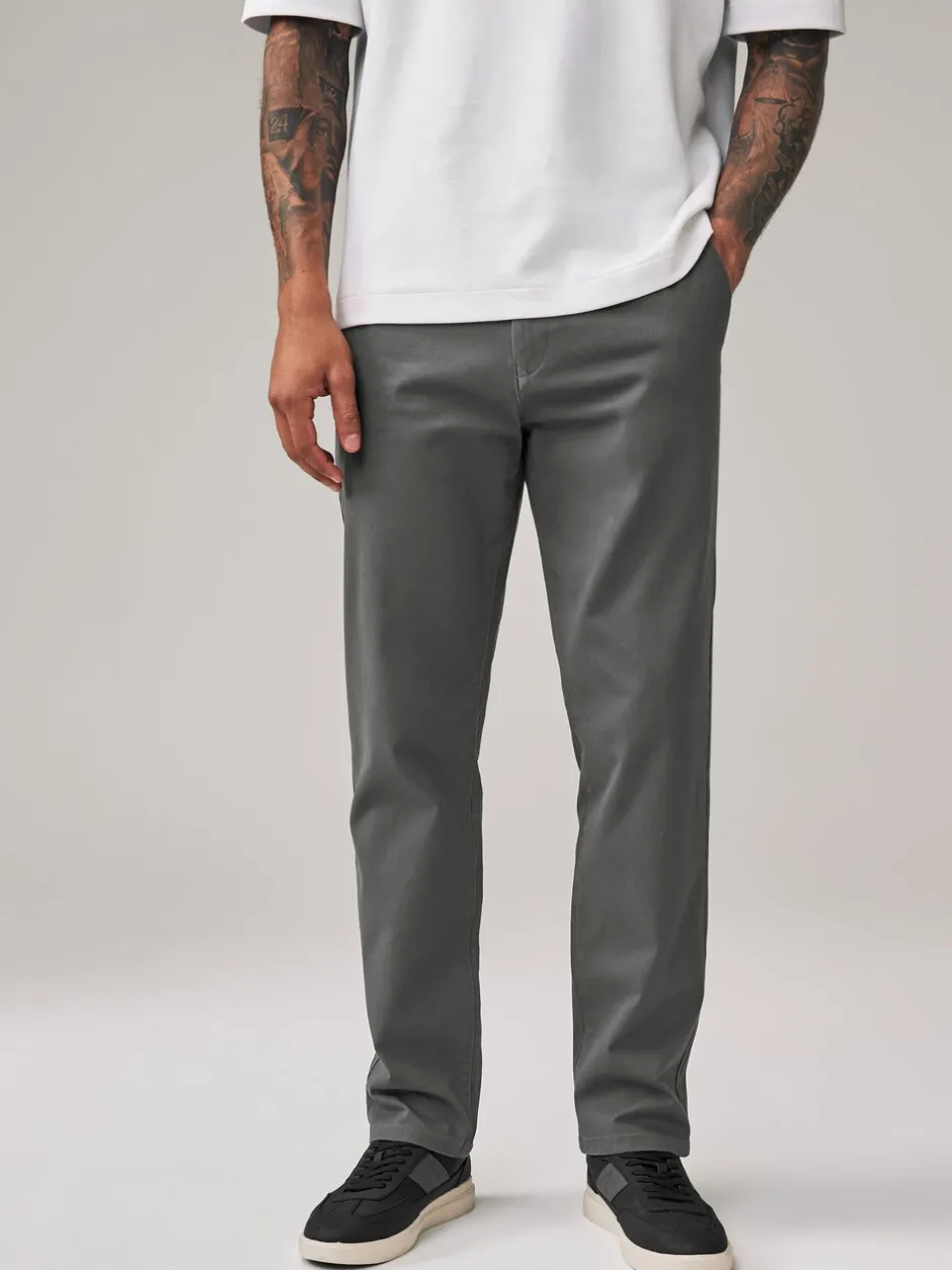 Formele Broek|Broeken En Chino's|Next Donkergrijs - Straight fit - Stretchy chino