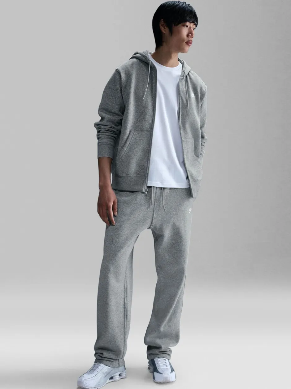 Joggingbroeken*Nike - Club Fleece joggingbroek met wijde pijpen Donkergrijs gemêleerd