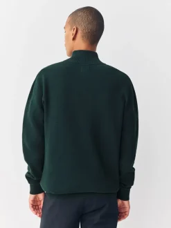 Gebreide Kleding*Next - Hertlogo - Regular fit 100% katoenen premium trui met korte rits Donkergroen