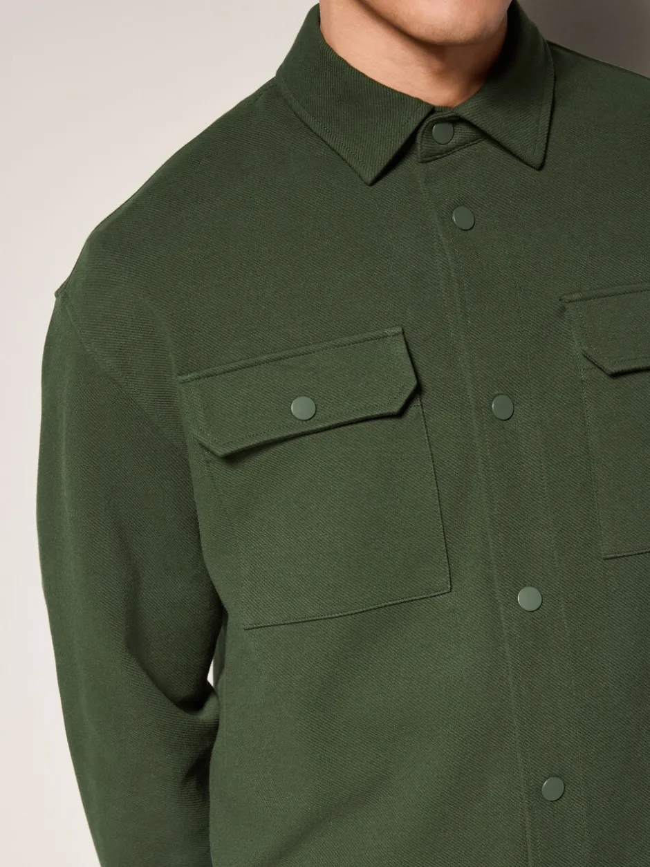Formele Overhemden|Jassen En Jacks*Next Donkergroen - Jersey keperstof Overshirt met drukknopen