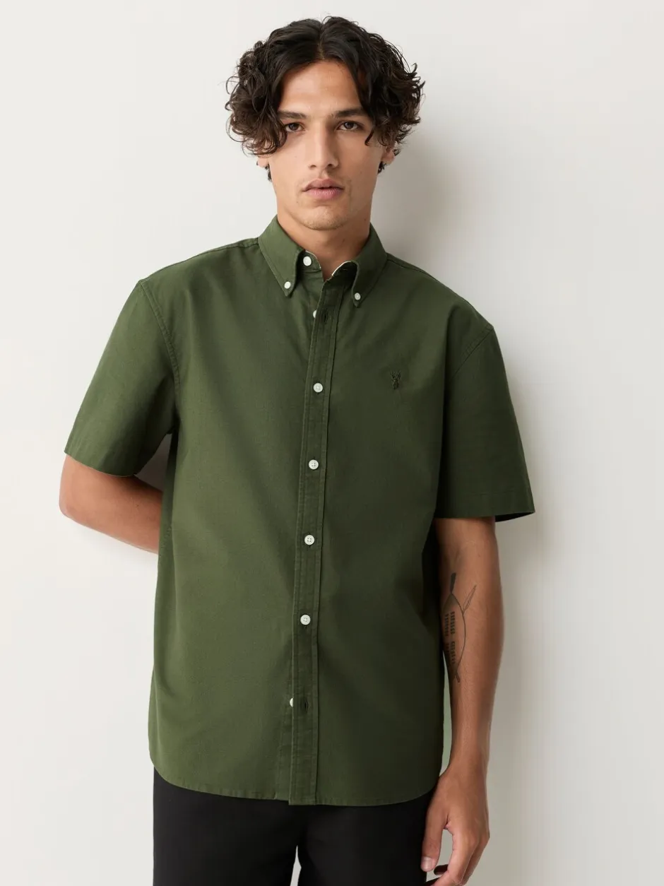 Formele Overhemden|Shirts|Next Donkergroen - Normale Pasvorm - Oxford-overhemd met korte mouwen