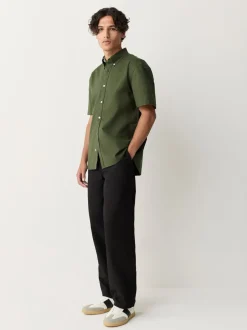 Formele Overhemden|Shirts|Next Donkergroen - Normale Pasvorm - Oxford-overhemd met korte mouwen