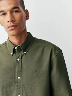 Formele Overhemden|Shirts|Next Donkergroen - Normale Pasvorm - Oxford-hemd met lange mouwen