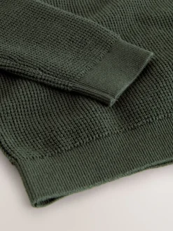 Truien En Breisels|Next Donkergroen - Poloshirt met textuur en lange mouwen (3-16jr)