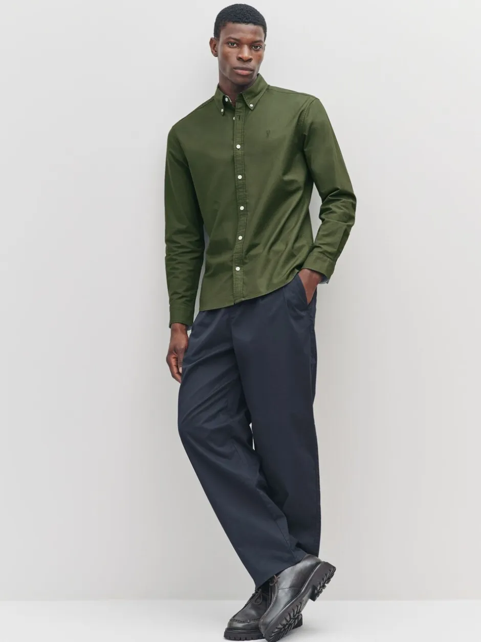Formele Overhemden|Shirts|Next Donkergroen - Slim Fit - Oxford-hemd met lange mouwen