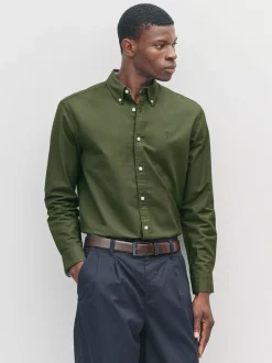 Formele Overhemden|Shirts|Next Donkergroen - Slim Fit - Oxford-hemd met lange mouwen