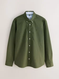 Formele Overhemden|Shirts|Next Donkergroen - Slim Fit - Oxford-hemd met lange mouwen