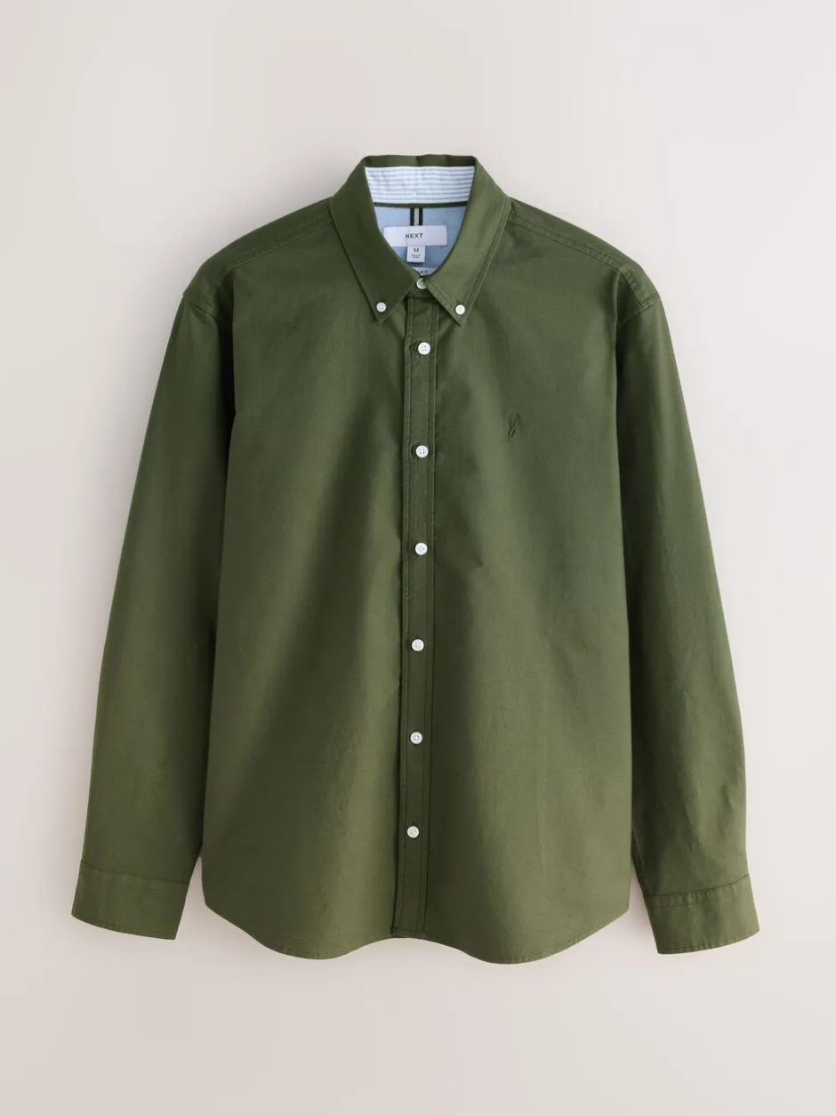 Formele Overhemden|Shirts|Next Donkergroen - Slim Fit - Oxford-hemd met lange mouwen