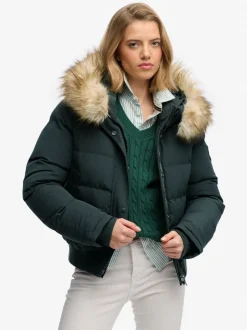 Jassen En Jacks*Superdry Donkergroen - Everest bomberjack met capuchon