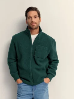 Loungewear|Jassen En Jacks|Next - Volledig doorlopende rits - Borg Fleece Donkergroen