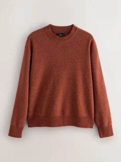 Gebreide Kleding|Next - Relaxed Fit Plain Chenille Crew Neck Jumper Donkeroranje