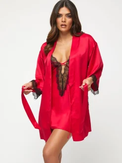 Badjassen*Ann Summers - Cherryann satijnen kimono Donkerrood