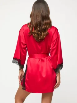 Badjassen*Ann Summers - Cherryann satijnen kimono Donkerrood