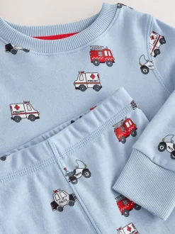 Pyjama's|Nachtkleding En Pyjama's|Next Donkerrood/blauw met hulpverleningsvoertuig - Mini Knusse Pyjama's 3 Set (9mnd-10jr)