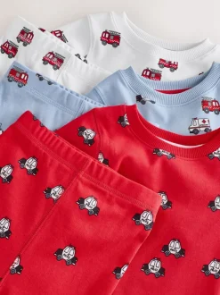 Pyjama's|Nachtkleding En Pyjama's|Next Donkerrood/blauw met hulpverleningsvoertuig - Mini Knusse Pyjama's 3 Set (9mnd-10jr)